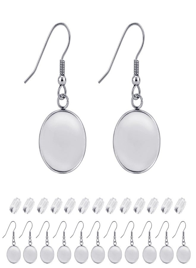 BEADNOVA Cabochon Setting Earring Hook 60pcs Blank Earring Bezel 16mm Stainless Steel Cabochon Setting Ear Wire Hook with Rubber Backs for Resin DIY Earwire Making (16mm, 60pcs) - Image 1